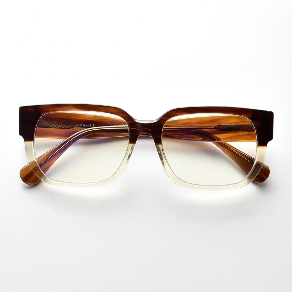 Brown two-tone browline acetate optical frame, front view