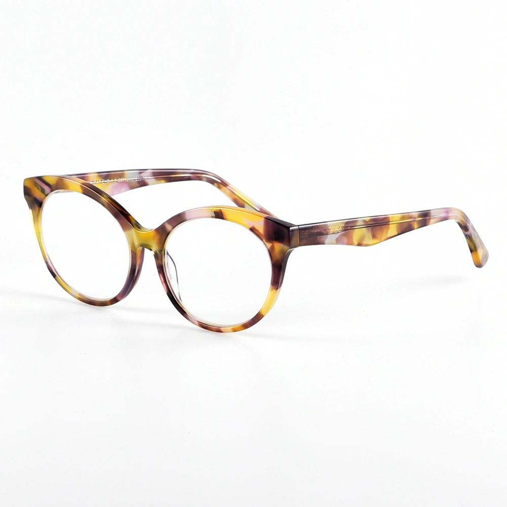 Tortoise cat-eye acetate optical frame, angled side view