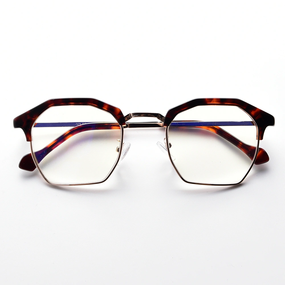 Multicolor patterned acetate browline optical frame, front view