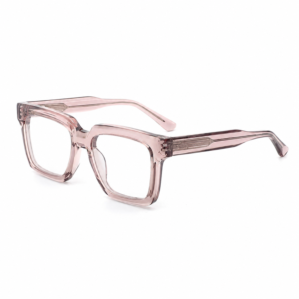 Pink crystal oversized square acetate optical frame, front view