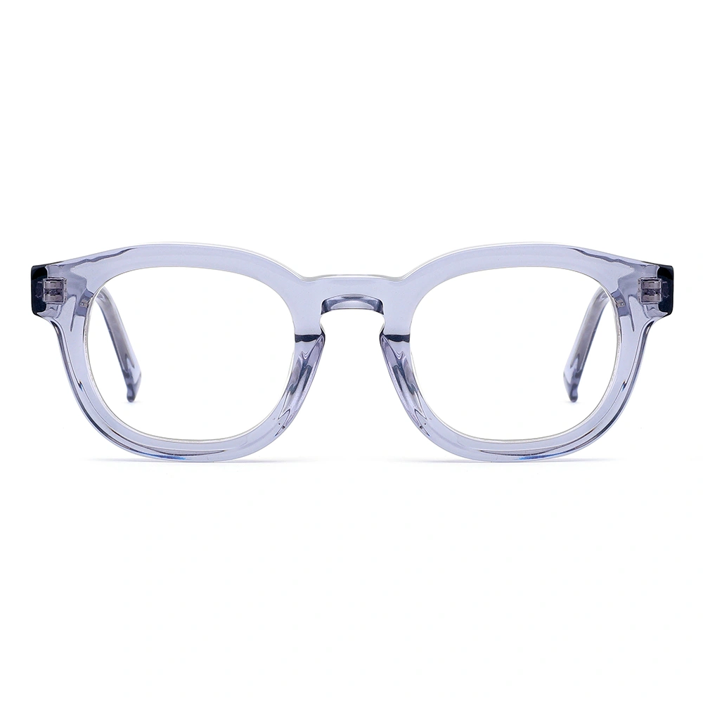 Light crystal round vintage acetate optical frame, front view