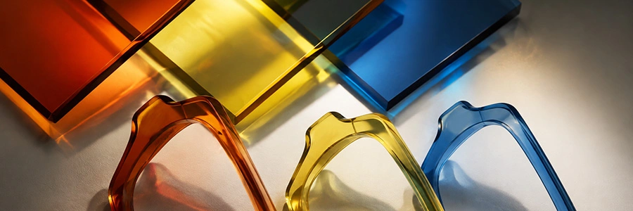 Transparent acetate sheets with matching cut frame fronts