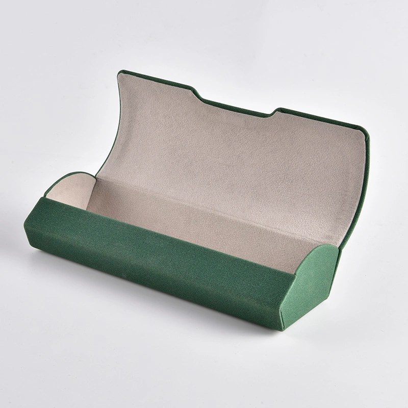 Green folding case shown open with grey interior