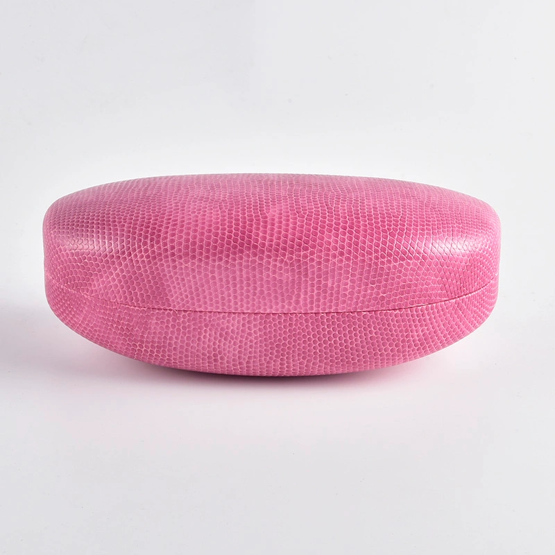 Pink snake texture oversized eyeglass case, closed view