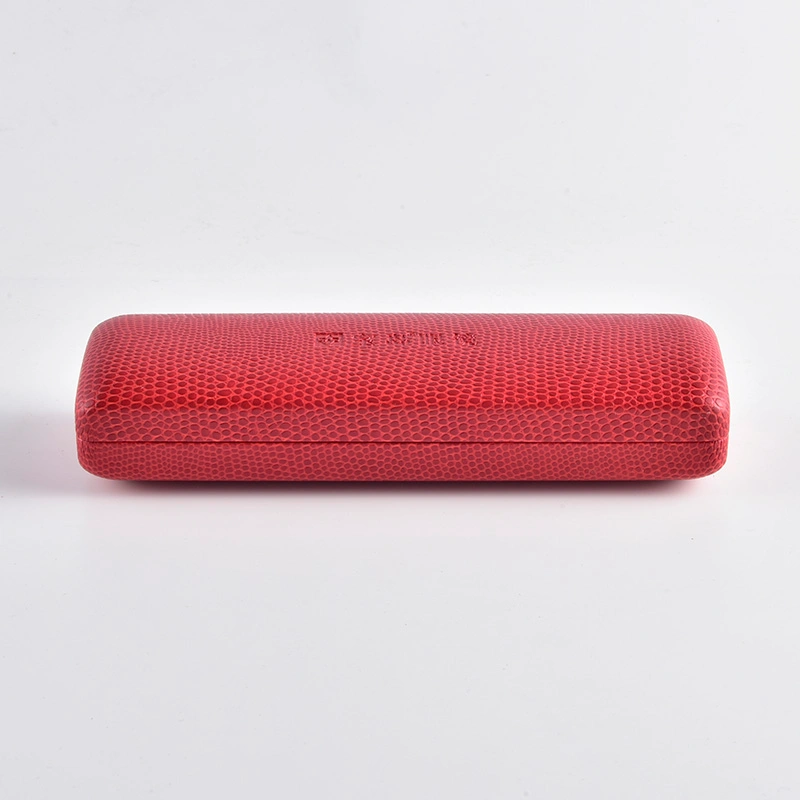 Red snake texture eyeglass case, closed view