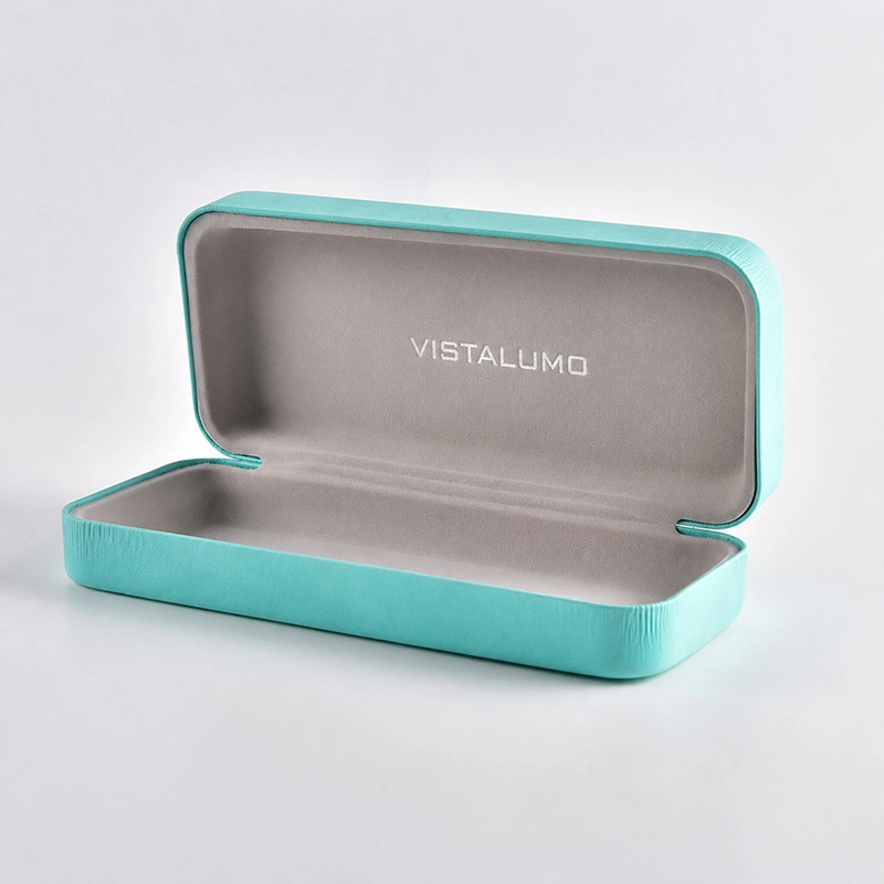 Mint case shown open with grey flocked lining and logo