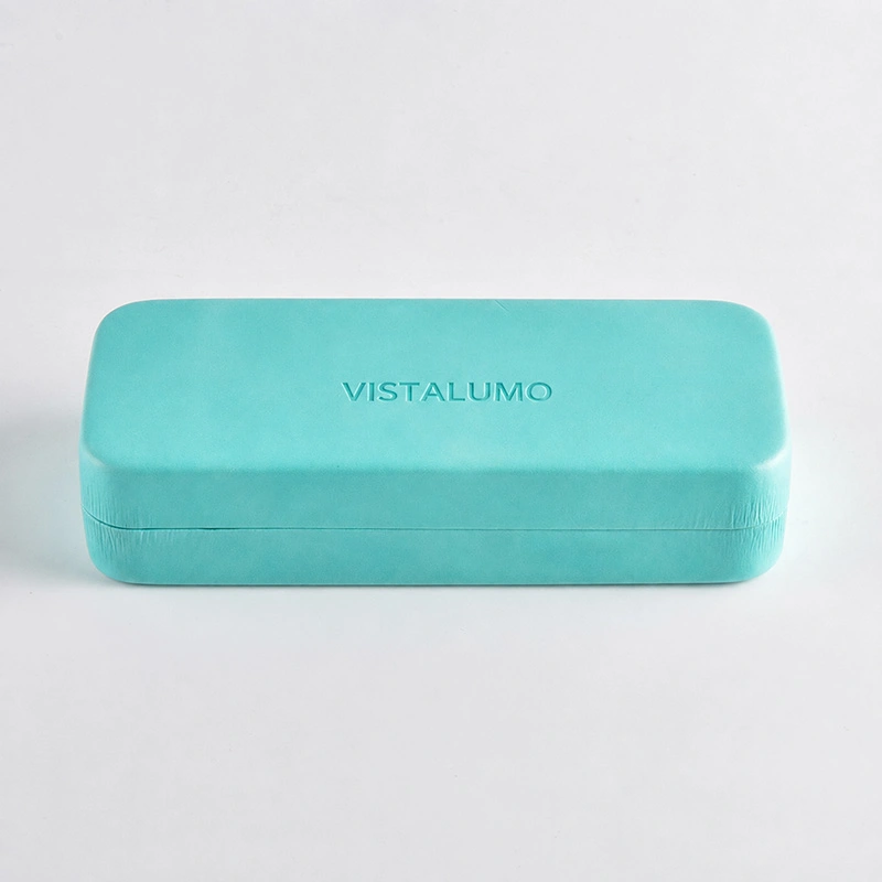 Mint green soft touch eyeglass case, closed view
