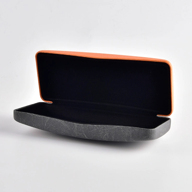 Two tone orange and grey case shown open with black lining