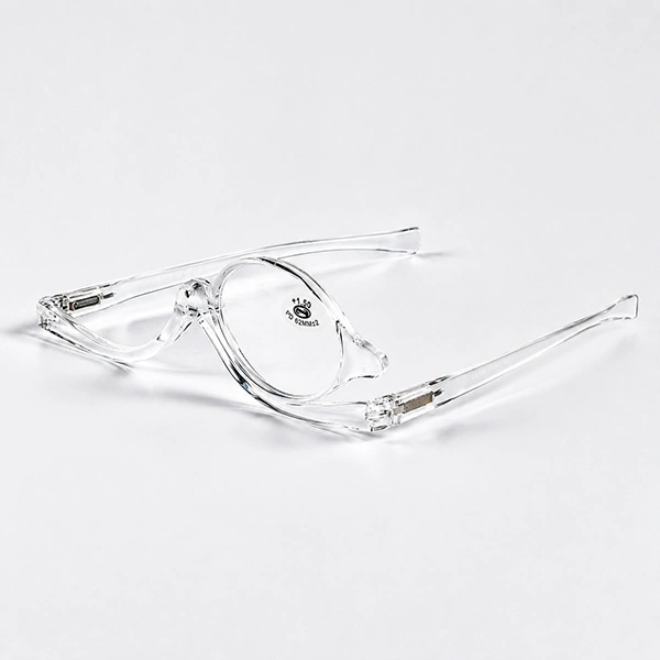Crystal clear makeup reading glasses shown folded