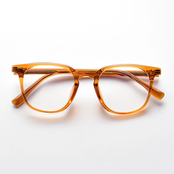 Front view of amber square reading glasses